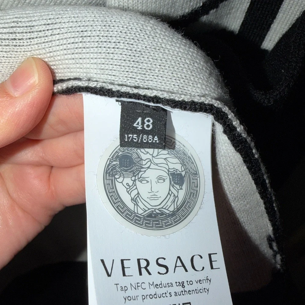 Versace Black and White Medusa Crewneck Sweater